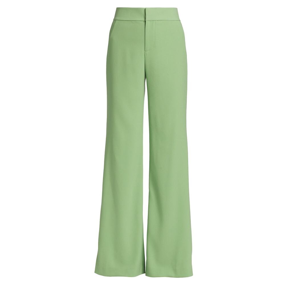 Alice + Olivia 'Deanna' Green Triacetate Slim-Fit Bootcut Pants Size 0